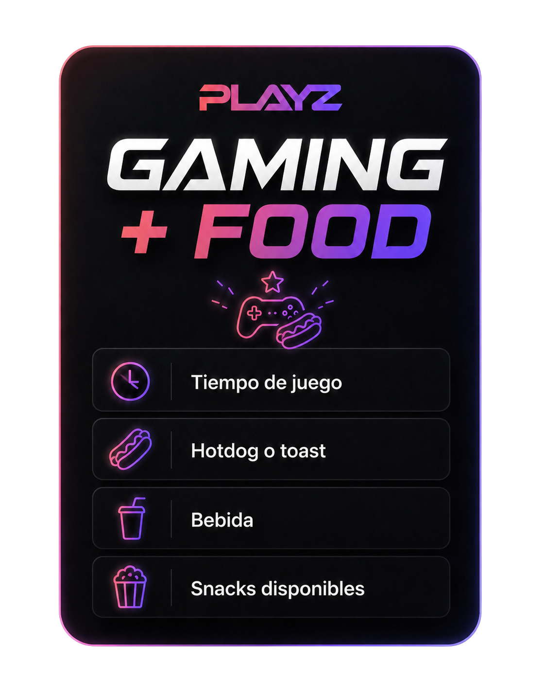 Cumpleaños con gaming comida y bebidas en PLAYZ Torrevieja